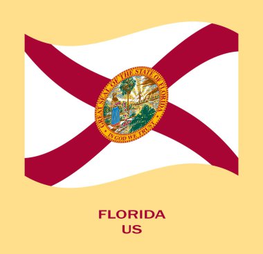 Florida, Florida Bayrağı, ABD Bayrağı Illustration, ABD, Florida 'nın dalgalı bayrağı.