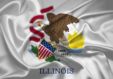 Illinois bayrağı, Illinois bayrağı, ABD eyaleti Illinois Flag Illustration, ABD, Illinois kumaş bayrağı.