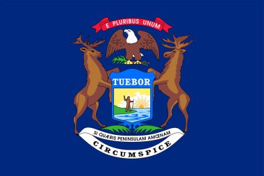 Michigan bayrağı, Michigan bayrağı, ABD eyaleti Michigan Flag Illustration, ABD,