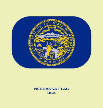 Nebraska bayrağı, Nebraska bayrağı, ABD devleti Nebraska Flag Illustration, ABD, Nebraska 'nın düğme tarzı bayrağı.