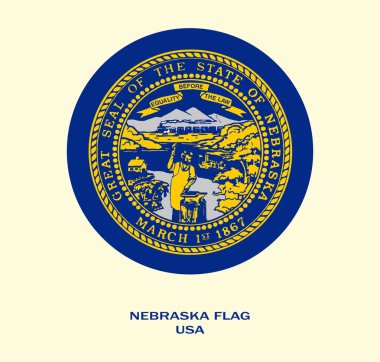 Nebraska bayrağı, Nebraska bayrağı, ABD devleti Nebraska Flag Illustration, ABD, Nebraska daire bayrağı.