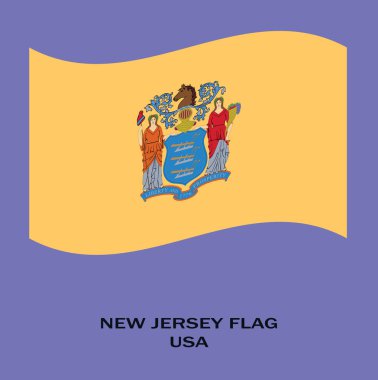 New Jersey bayrağı, New Jersey bayrağı, ABD eyaleti New Jersey bayrağı, ABD, New Jersey dalgalı bayrağı.