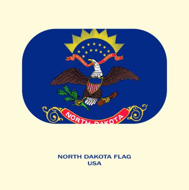 Kuzey Dakota bayrağı, Kuzey Dakota bayrağı, ABD Kuzey Dakota Flag Illustration, ABD, Kuzey Dakota 'nın düğme tarzı bayrağı.