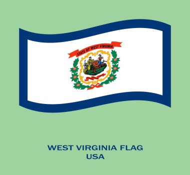 Batı Virginia, Batı Virginia Bayrağı, ABD Batı Virginia Flag Illustration, ABD, Batı Virginia 'nın dalgalı bayrağı.