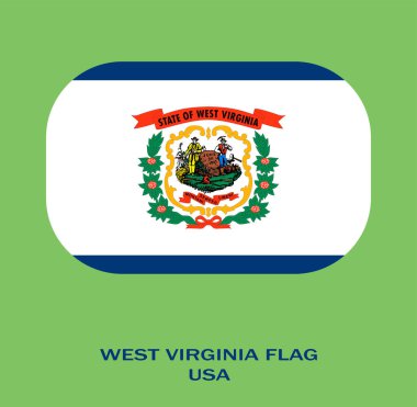 Batı Virginia, Batı Virginia Bayrağı, ABD Batı Virginia Flag Illustration, ABD, Batı Virginia 'nın düğme tarzı bayrağı.