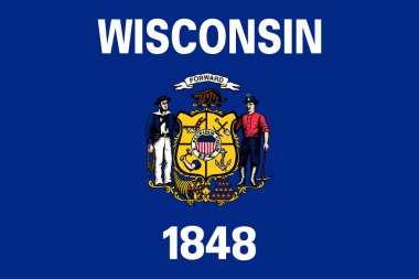 Wisconsin bayrağı, Wisconsin bayrağı, ABD eyaleti Wisconsin Flag Illustration, ABD,