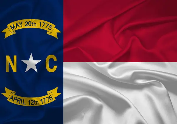 Flag of North Carolina, North Carolina Flag, USA state North Carolina Flag Illustration, USA, fabric flag of North Carolina.