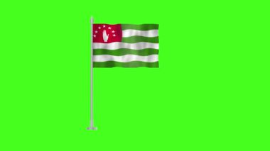 Abhazya bayrağı, Abhazya 'nın kutup bayrağı yeşil ekran krom anahtarı, Abhazya 3D animasyon bayrağı rüzgarda dalgalanıyor yeşil arka planda izole edilmiş. 