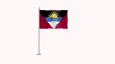 Antigua Barbuda bayrağı, Antigua Barbuda 'nın kutup bayrağı beyaz ekranda, Antigua Barbuda 3D animasyon bayrağı rüzgarda dalgalanıyor beyaz arka planda izole edilmiş. 
