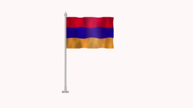 Ermenistan bayrağı, Ermenistan bayrağı beyaz ekranda, Ermenistan 3D Animasyon bayrağı rüzgarda dalgalanırken beyaz arka planda izole edilmiş. 