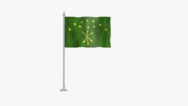 Adigea Bayrağı Beyaz Ekranda Adygea Nın Kutup Bayrağı Rüzgarda Dalgalanan — Stok video