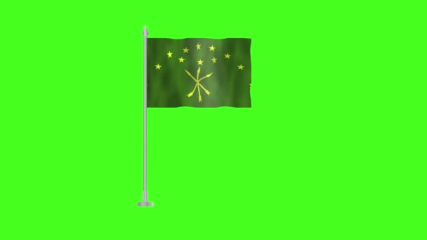 Flag Adygea Pole Flag Adygea Green Screen Chroma Key Adygea — Stock Video