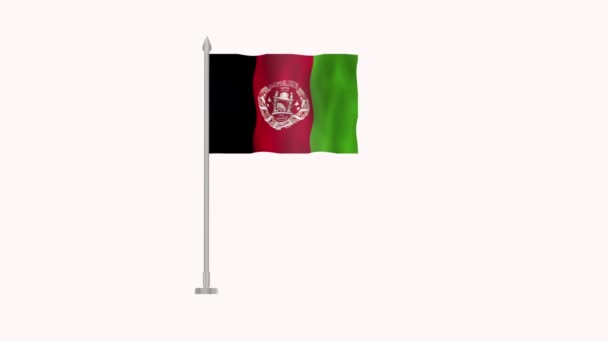 Vlag Van Afghanistan Pole Vlag Van Afghanistan Wit Scherm Afghanistan — Stockvideo