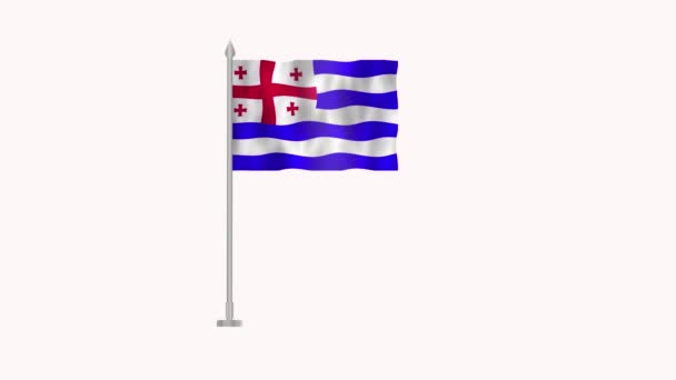 Bandera Ajaria Bandera Poste Ajaria Pantalla Blanca Bandera Animación Ajaria — Vídeos de Stock