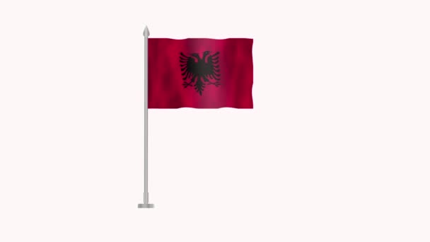 Σημαία Αλβανίας Σημαία Πόλου Αλβανίας Λευκή Οθόνη Σημαία Αλβανίας Animation — Αρχείο Βίντεο