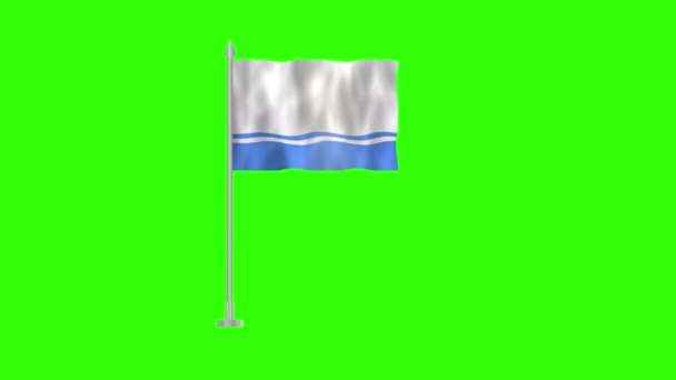 アルタイ共和国の旗 緑のスクリーン クロマ キーのアルタイ共和国のポール フラグ 緑の背景で隔離された風で振る舞うアルタイ共和国3Dアニメーションの旗 — ストック動画