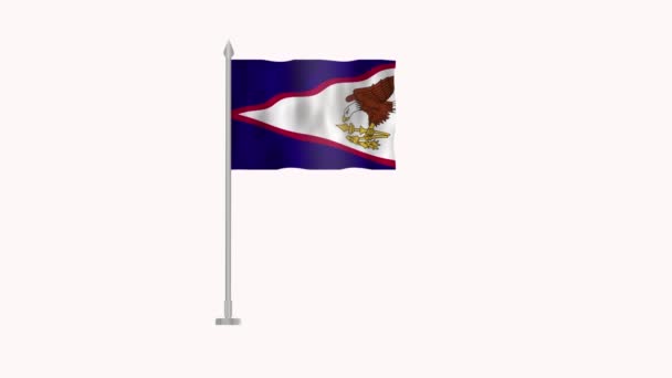 Térkép American Samoa Pole Zászló American Samoa Fehér Képernyőn American — Stock videók