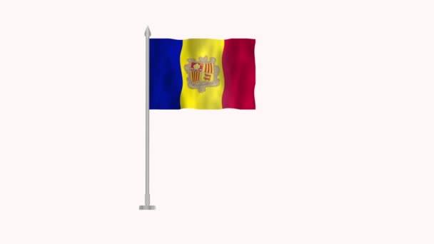 Bandera Andorra Bandera Andorra Pantalla Blanca Bandera Andorra Animación Ondeando — Vídeo de stock