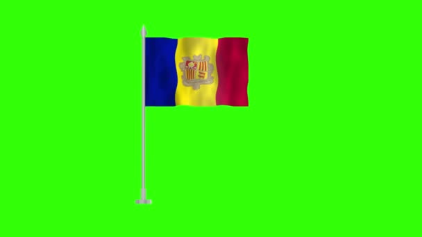 Vlajka Andorra Vlajka Andorra Zelené Obrazovce Chroma Key Andorra Animace — Stock video