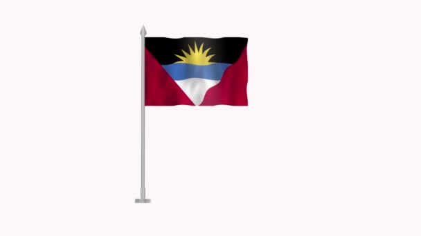 Bandeira Antígua Barbuda Bandeira Antígua Barbuda Tela Branca Antígua Barbuda — Vídeo de Stock