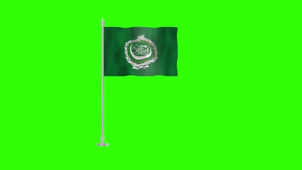 Flaga Ligi Arabskiej Biegun Flagi Ligi Arabskiej Zielonym Ekranie Chroma — Wideo stockowe