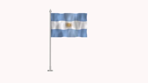 阿根廷国旗 白色屏幕上的阿根廷极地国旗 阿根廷3D动画国旗在与白色背景隔离的风中飘扬 — 图库视频影像