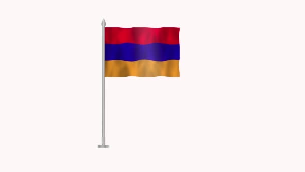 Bandera Armenia Bandera Armenia Pantalla Blanca Armenia Bandera Animación Ondeando — Vídeo de stock