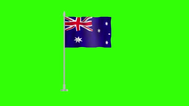 Australská Vlajka Australská Vlajka Zelené Obrazovce Austrálie Animace Vlajka Mávající — Stock video