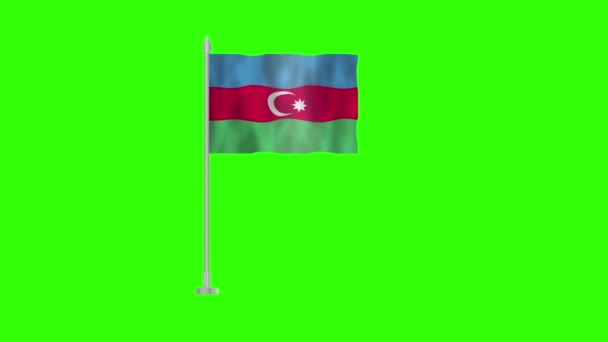 Vlag Van Azerbeidzjan Pole Vlag Van Azerbeidzjan Groen Scherm Chroma — Stockvideo