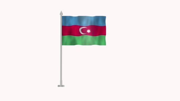 Vlag Van Azerbeidzjan Pole Vlag Van Azerbeidzjan Wit Scherm Azerbeidzjan — Stockvideo