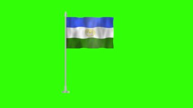 Bashkortostan bayrağı, yeşil ekran üzerinde Bashkortostan bayrağı, Bashkortostan 3D animasyon bayrağı yeşil zeminde izole edilmiş rüzgarda dalgalanıyor.. 