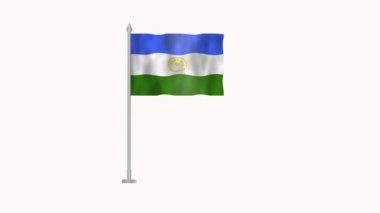 Bashkortostan bayrağı, beyaz ekranda Bashkortostan kutup bayrağı, rüzgarda dalgalanan Bashkortostan 3D animasyon bayrağı beyaz arka planda izole edilmiş. 