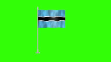 Botswana bayrağı, Botswana 'nın kutup bayrağı yeşil ekran krom anahtarı, Botswana 3D animasyon bayrağı rüzgarda dalgalanıyor yeşil arka planda izole edilmiş. 