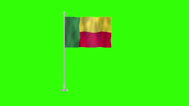Flaga Beninu Flaga Bieguna Beninu Zielonym Ekranie Chroma Key Benin — Wideo stockowe
