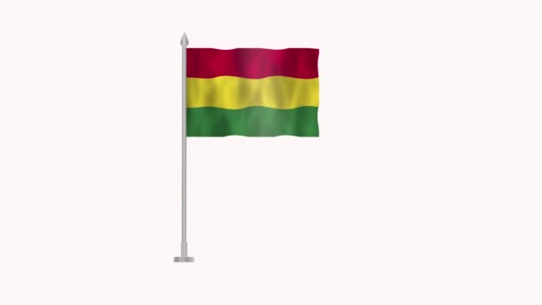 ボリビアの旗 白い画面上のボリビアのポールフラグ 白い背景に隔離された風に振るボリビア3Dアニメーションフラグ — ストック動画