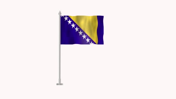 Флаг Боснии Герцеговины Флаг Боснии Герцеговины Белом Экране Флаг Боснии — стоковое видео