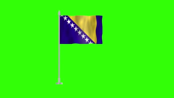 Flaga Bośni Hercegowiny Flaga Biegunowa Bośni Hercegowiny Zielonym Ekranie Chroma — Wideo stockowe