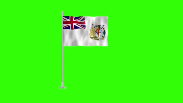 Flaga Brytyjskiej Antarktyki Flaga Brytyjskiej Antarktyki Zielonym Ekranie Chroma Key — Wideo stockowe