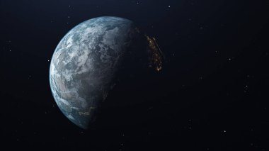 Yüksek çözünürlüklü bilgisayar tarafından oluşturulan Dünya Resmi, uzaydan oluşturulan yüksek kaliteli 3D görüntü. Dünya Resmi.