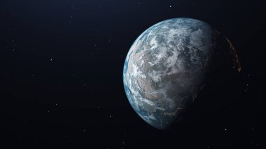 Yüksek çözünürlüklü bilgisayar tarafından oluşturulan Dünya Resmi, uzaydan oluşturulan yüksek kaliteli 3D görüntü. Dünya Resmi.