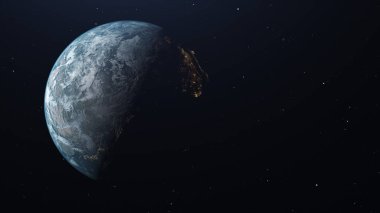 Yüksek çözünürlüklü bilgisayar tarafından oluşturulan Dünya Resmi, uzaydan oluşturulan yüksek kaliteli 3D görüntü. Dünya Resmi.