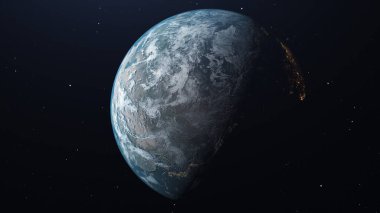 Yüksek çözünürlüklü bilgisayar tarafından oluşturulan Dünya Resmi, uzaydan oluşturulan Dünya 'nın yüksek kaliteli 3D görüntüsü.