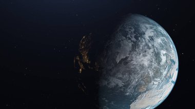 Yüksek çözünürlüklü bilgisayar tarafından oluşturulan Dünya Resmi, uzaydan oluşturulan Dünya 'nın yüksek kaliteli 3D görüntüsü.