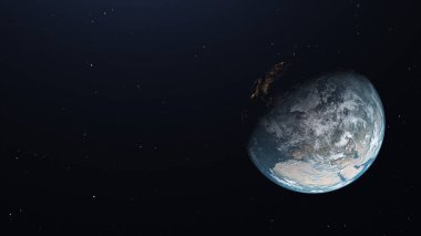 Yüksek çözünürlüklü bilgisayar tarafından oluşturulan Dünya Resmi, uzaydan oluşturulan Dünya 'nın yüksek kaliteli 3D görüntüsü.