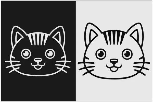 stock vector Kawaii cat coloring page - charming and simple line art for creative fun, black and white vector illustration