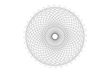 Soyut Siyah Çizgi Yuvarlak Tasarım Sarmal Mandala İllüzyon Çemberi beyaz zemin       