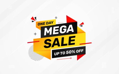 Mega satış afişi indirimli arka plan şablonu soyut vektörü. Özel promosyon tasarımı. Web ya da sosyal medya için büyük satış afişi tasarımı, indirimli özel teklif.