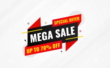 İnternet ya da sosyal medya için büyük satış afişi tasarımı, modern satış afişi. Düz soyut arkaplan şablonu illüstrasyonlu indirimli pankart kompozisyonu.