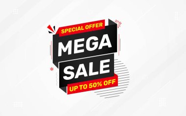 İnternet ya da sosyal medya için büyük satış afişi tasarımı, modern satış afişi. Düz soyut arkaplan şablonu illüstrasyonlu indirimli pankart kompozisyonu.