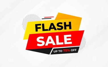 İnternet ya da sosyal medya için flaş indirimli afiş. İndirim etiketli satış afişi promosyon şablonu. Kısıtlı zaman teklifi, ekstra indirim. Ticari poster, satış arkaplan vektörü illüstrasyonu